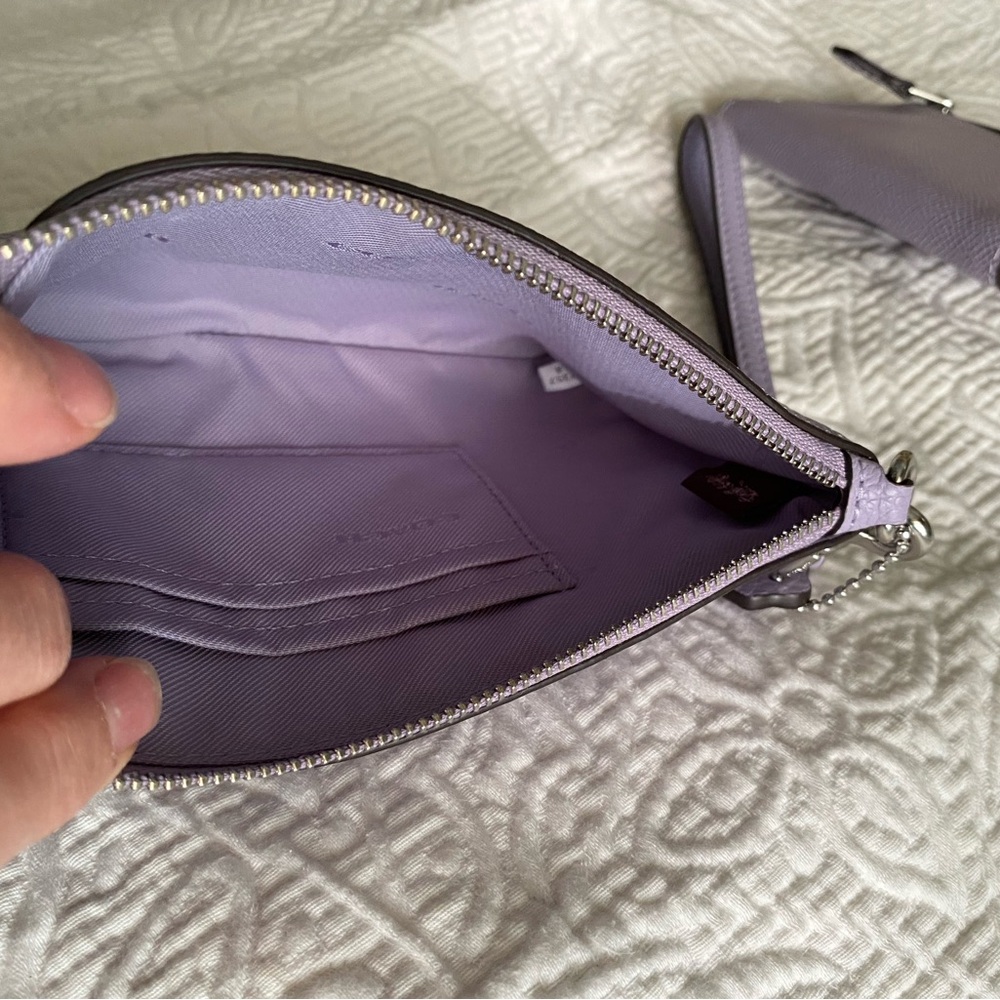 NWOT Coach Wristlet Zip Clutch & Mini Wallet Set Iris Purple/Silver - Picture 10 of 11